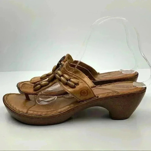 Born sandals sz 7 38 brown leather tribal print chunky platforms south western - Picture 5 of 13